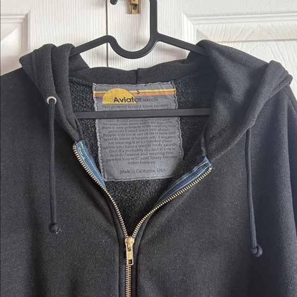 AVIATOR NATION LOCALS ONLY RELAXED ZIP HOODIE - BLACK - Picture 6 of 8